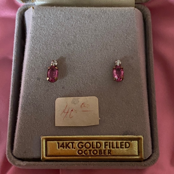 Tru-Kay I October Birthstone Earrings I 14KT GF - Picture 3 of 14